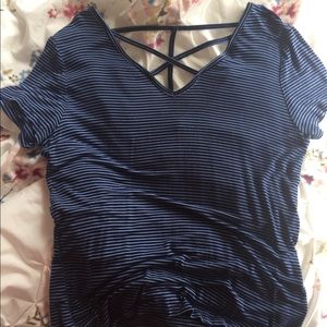 Striped Blue Top• Criss Cross in Front and Back